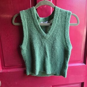 Madewell Knit Sweater Vest M Green T001